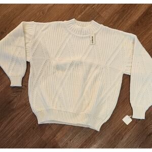 Mondo Men’s Sweater Made in Italy Cream Knit Geometric Pattern NWT Size XL 54